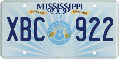 MS license plate XBC922