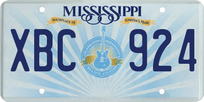 MS license plate XBC924