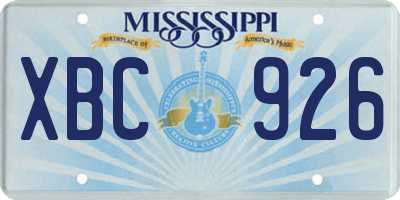 MS license plate XBC926