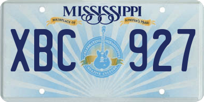 MS license plate XBC927
