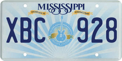 MS license plate XBC928