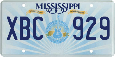 MS license plate XBC929