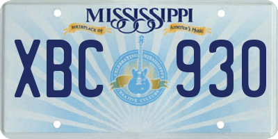 MS license plate XBC930