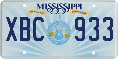 MS license plate XBC933