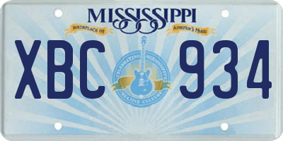MS license plate XBC934