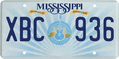 MS license plate XBC936