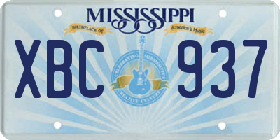 MS license plate XBC937