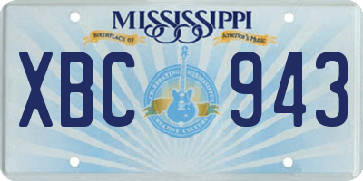 MS license plate XBC943