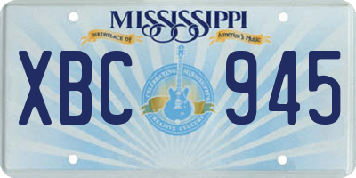 MS license plate XBC945