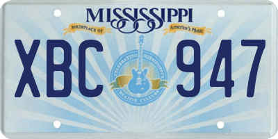 MS license plate XBC947