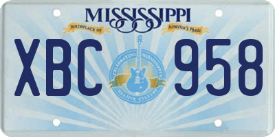 MS license plate XBC958