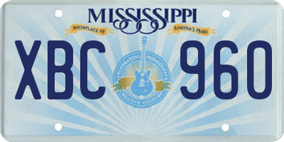 MS license plate XBC960