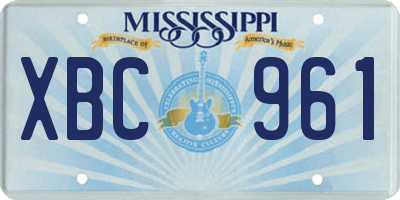 MS license plate XBC961