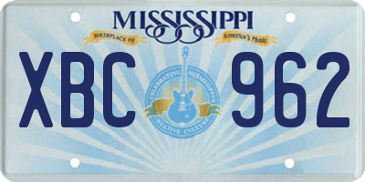 MS license plate XBC962