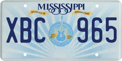 MS license plate XBC965
