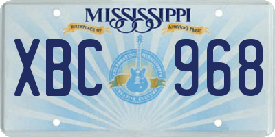 MS license plate XBC968