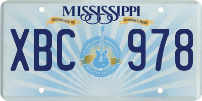 MS license plate XBC978