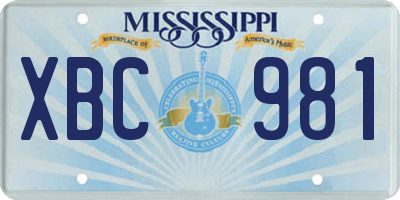 MS license plate XBC981