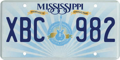 MS license plate XBC982