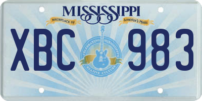 MS license plate XBC983