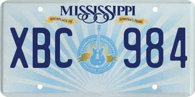 MS license plate XBC984