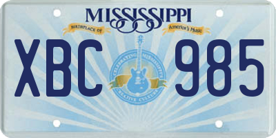 MS license plate XBC985