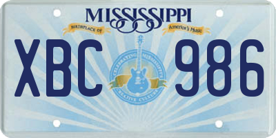 MS license plate XBC986