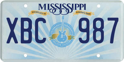 MS license plate XBC987