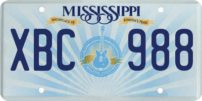 MS license plate XBC988