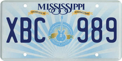 MS license plate XBC989