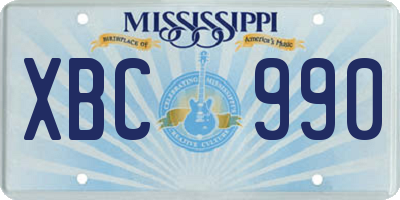MS license plate XBC990