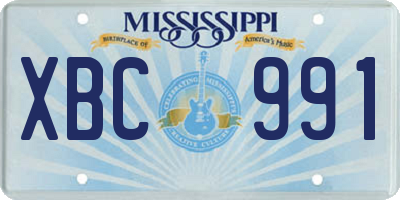 MS license plate XBC991