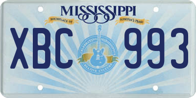 MS license plate XBC993