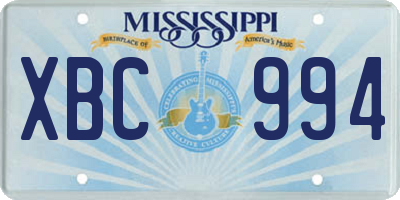 MS license plate XBC994