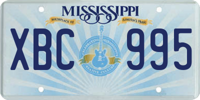 MS license plate XBC995