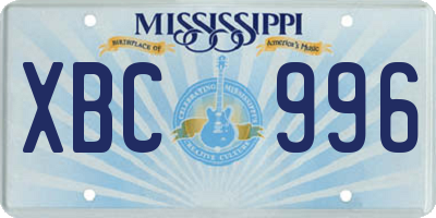 MS license plate XBC996