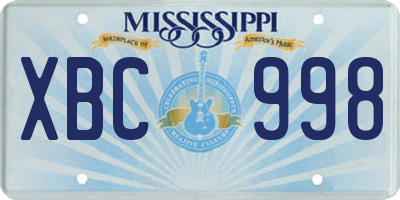 MS license plate XBC998