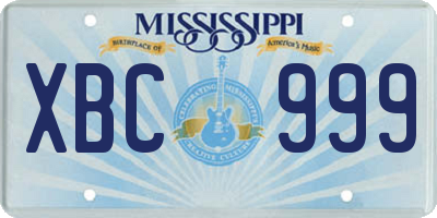 MS license plate XBC999