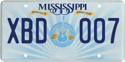 MS license plate XBD007