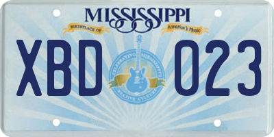 MS license plate XBD023