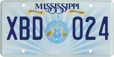 MS license plate XBD024