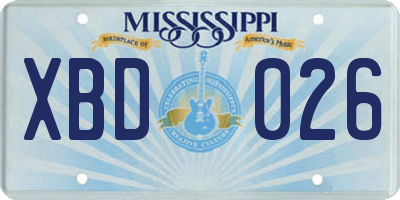 MS license plate XBD026