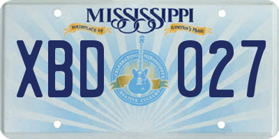 MS license plate XBD027