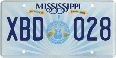 MS license plate XBD028