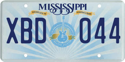 MS license plate XBD044