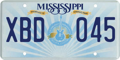 MS license plate XBD045