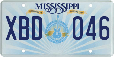 MS license plate XBD046