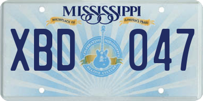 MS license plate XBD047