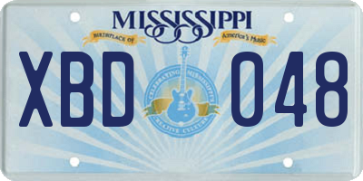 MS license plate XBD048