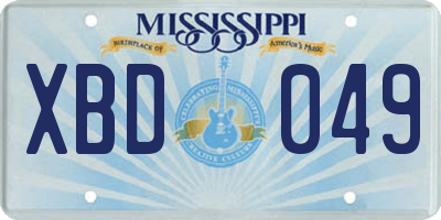 MS license plate XBD049